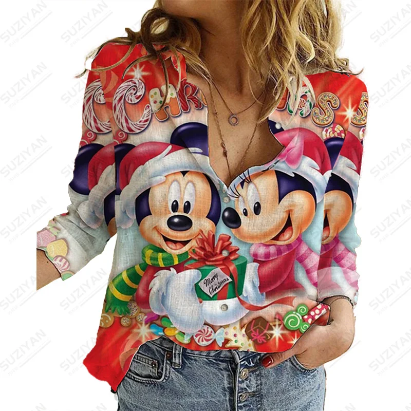 

Disney ShirtButton Long Sleeve Casual Shirt Womens Tops And Blouses Disney Casual Woman Top Floral Print