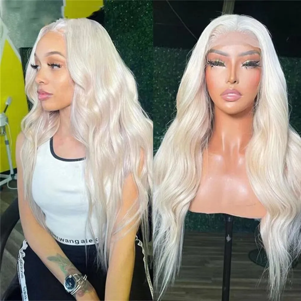 ZXBMALWIGS Synthetic 13X4 Body Wave Blonde 60# Lace Front Wigs for Women Glueless Cosplay Hair Heat Resistant Fiber Daily