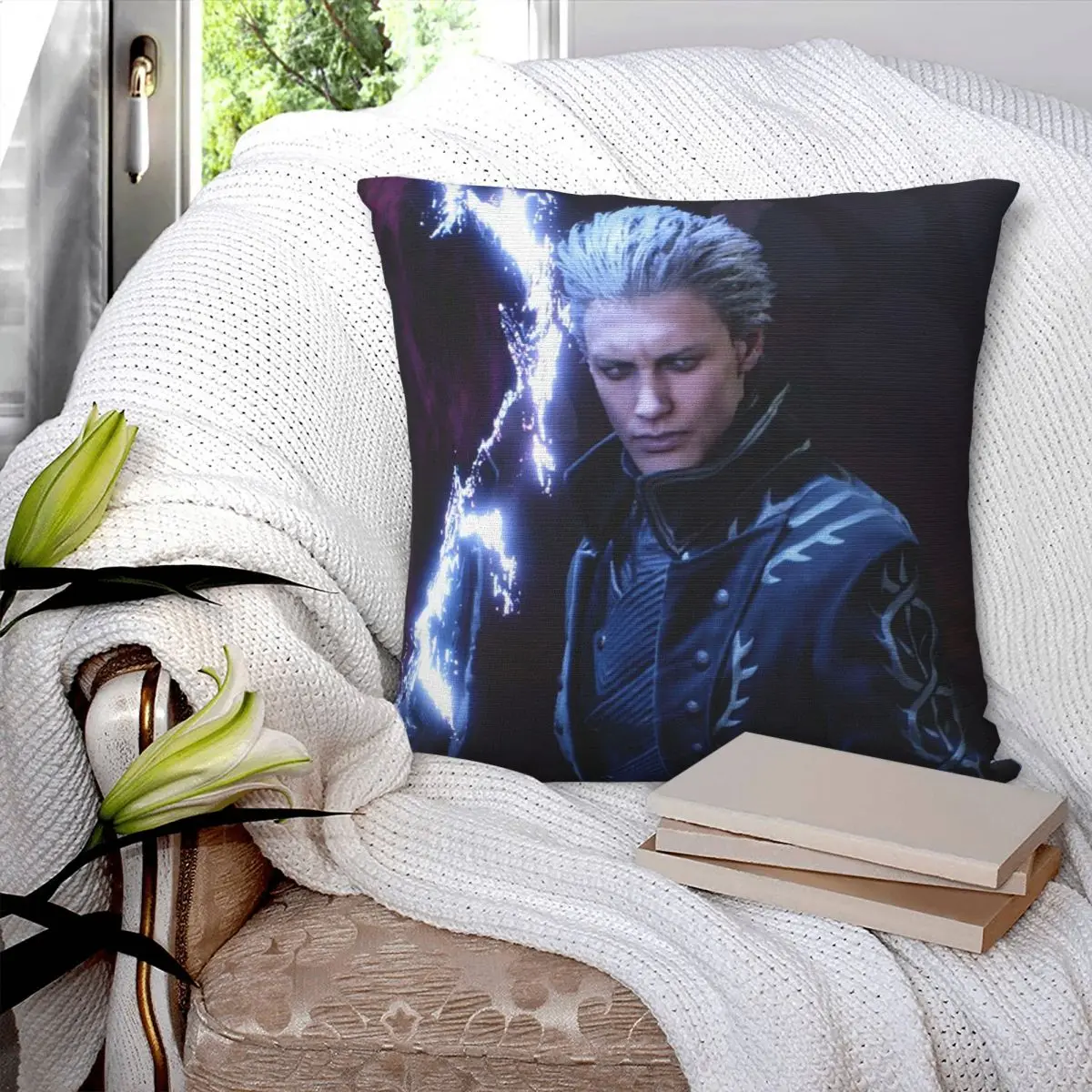 

Vergil From The Devil May Cry Series Square Pillowcase Pillow Cover Polyester Cushion Comfort Throw Pillow for Home Car