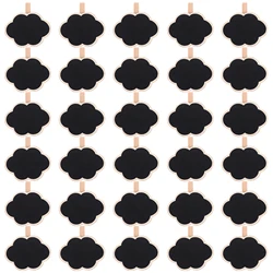 30 Pcs 2.6 * 2.2Inch Wood Mini  Clips Wooden  Clips Chalk Board Message Board Tag Signs With Pegs For Memo,N