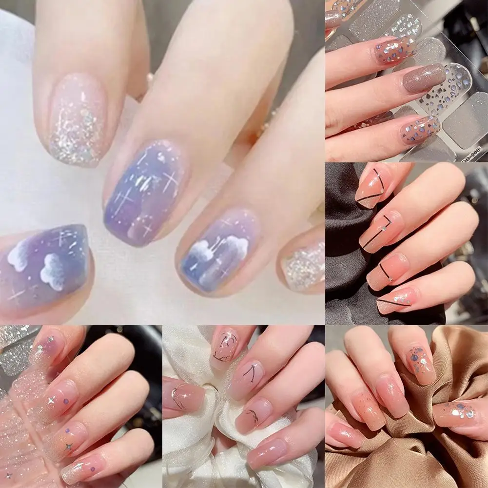 Nail Stickers Semi Cured u&ntilde;as gel Nail Strip Sticker Gel Wraps Cured Waterproof Polish Gel Decals Lamp P2K3