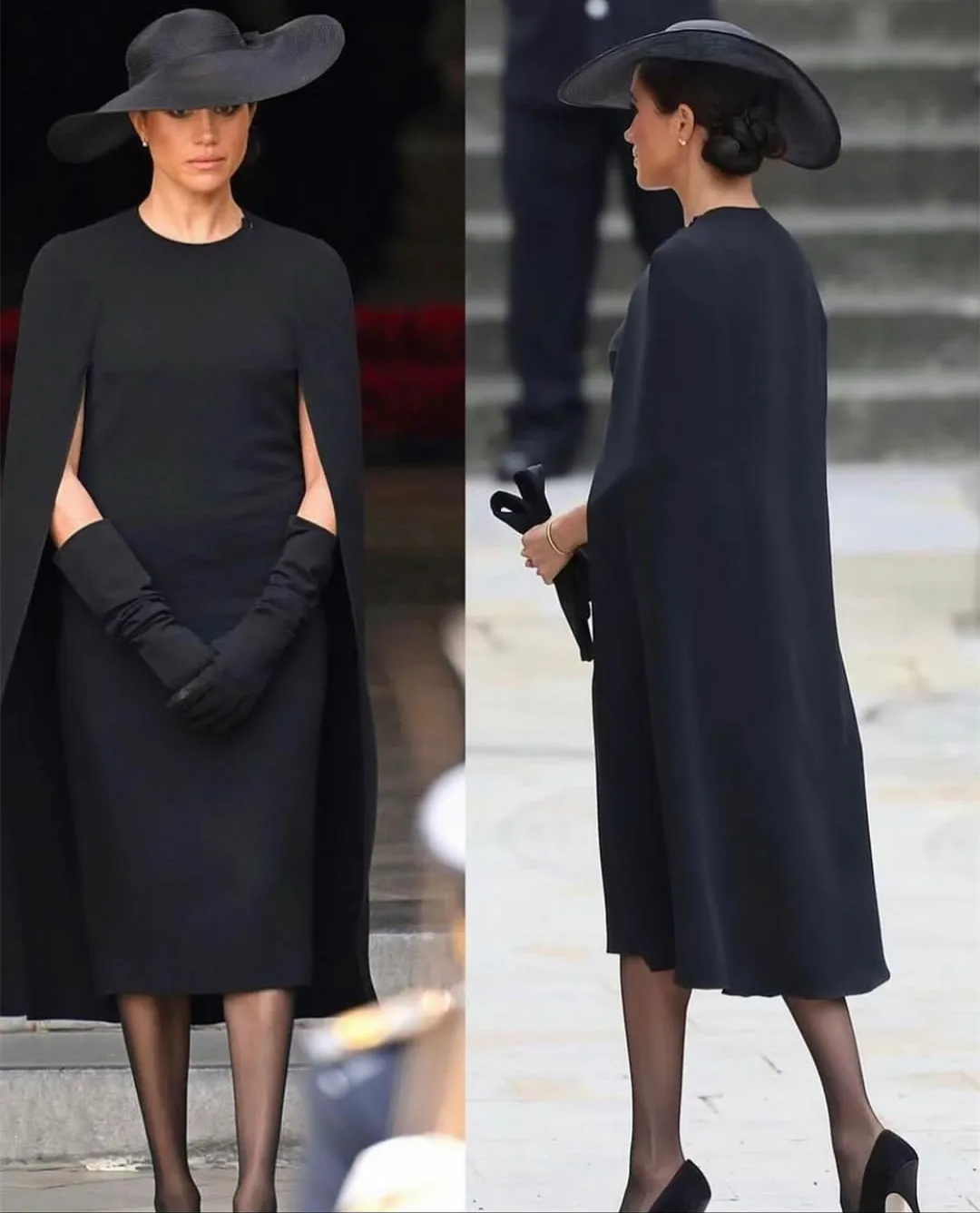 

Elegant Short Black Crepe Celebrity Dresses With Cape Sheath O-Neck Prom Dress Tea Length Formal Dress for Women