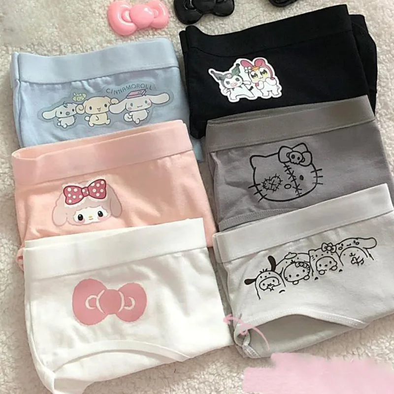 

3Pcs Kawaii Sanrio Anime Underpants Cute Hello Kitty My Melody Kuromi Cartoon Cotton Middle Waist Comfort Plasticity Gifts Girls