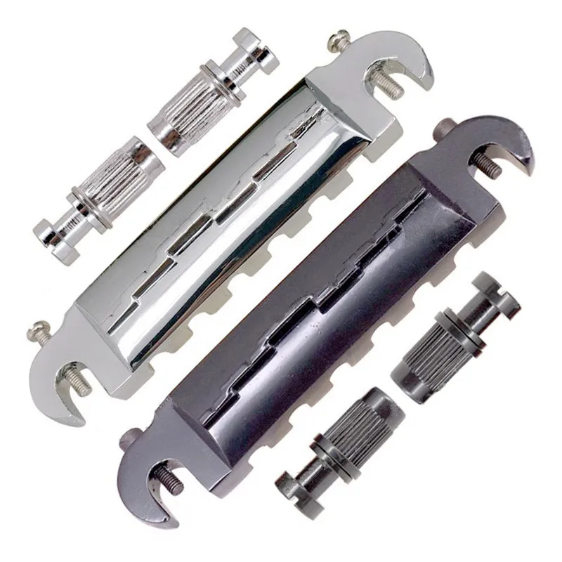 

A Set Of Sliver Black 6 Strings Electric Guitar Bridge Musical Instruments Accessories