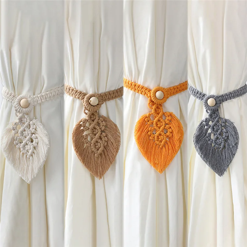 Description Picture 2 of itemHand-Woven Macrame Curtain Tieback Holder Hooks Tie Backs Living Room Bohem Decoration Accessories Holdback Curtain Straps