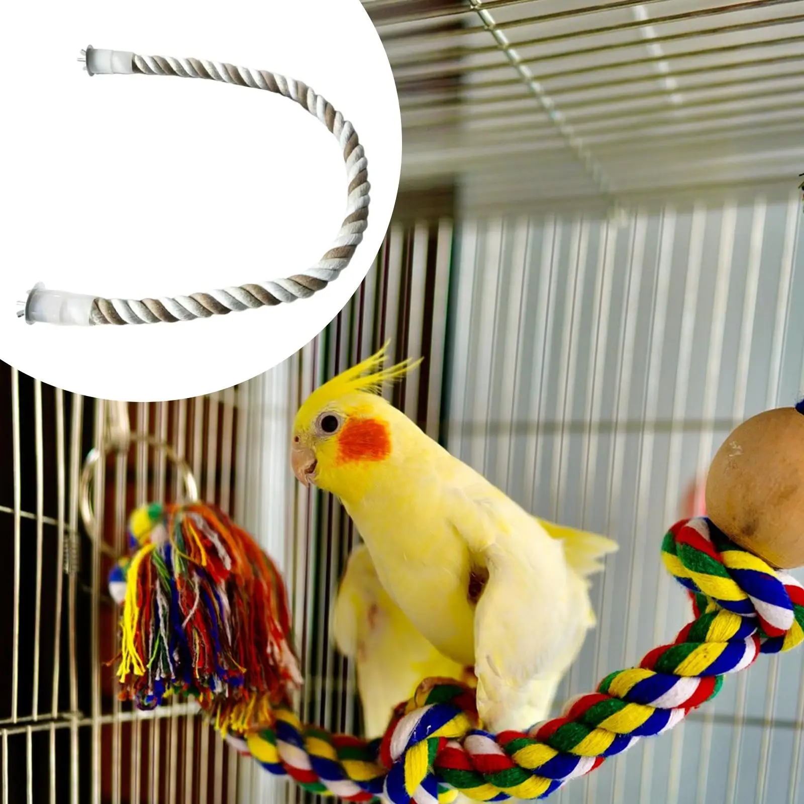 Parrot Climbing Rope Screw Mounted Hemp Swing Activity Center Cage Accessory Hanging Stand Rope for Conures Small Medium Parrots
