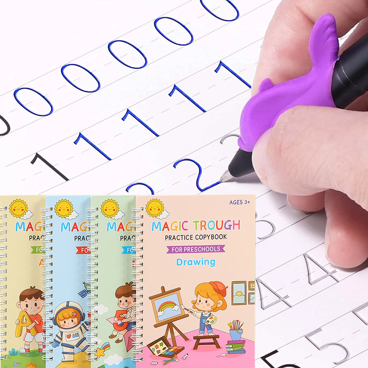 

2024 NEW Reusable Handwriting Workbooks Grooves Magic Practice Copybooks Template English Aid The Print Writing Calligraphy