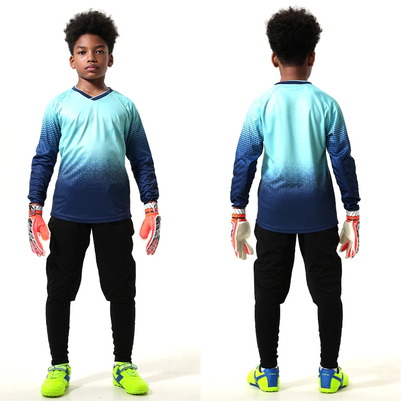 Kids Soccer Goalkeeper Jersey Children Football Goalkeeper Uniform Soccer Training Outdoor Long Sleeves Shirts Boys football uniform sports uniform sets
