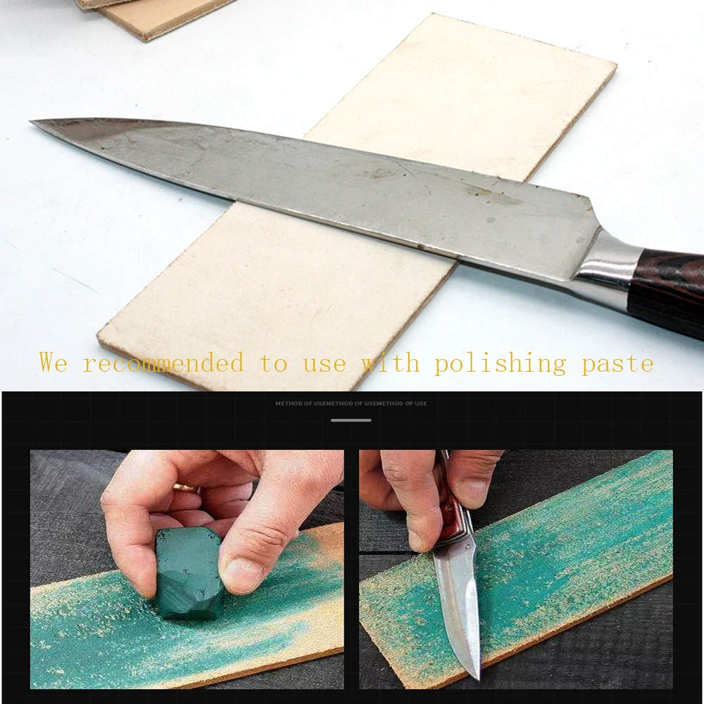 Knife Sharpener Leather Honing Strop Polishing Paste 2-side