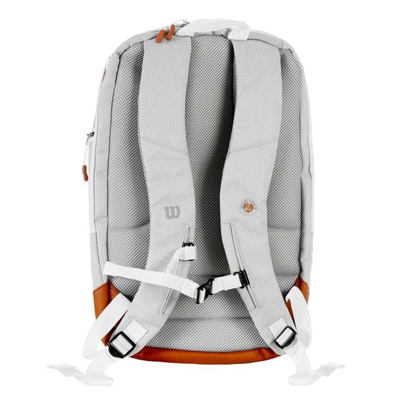 Wilson 2023 Roland Garros Super Tournament Masters Tennis Racket Bag White RG Leather 2 Pack Racquet Backpack Adult WR8018302001