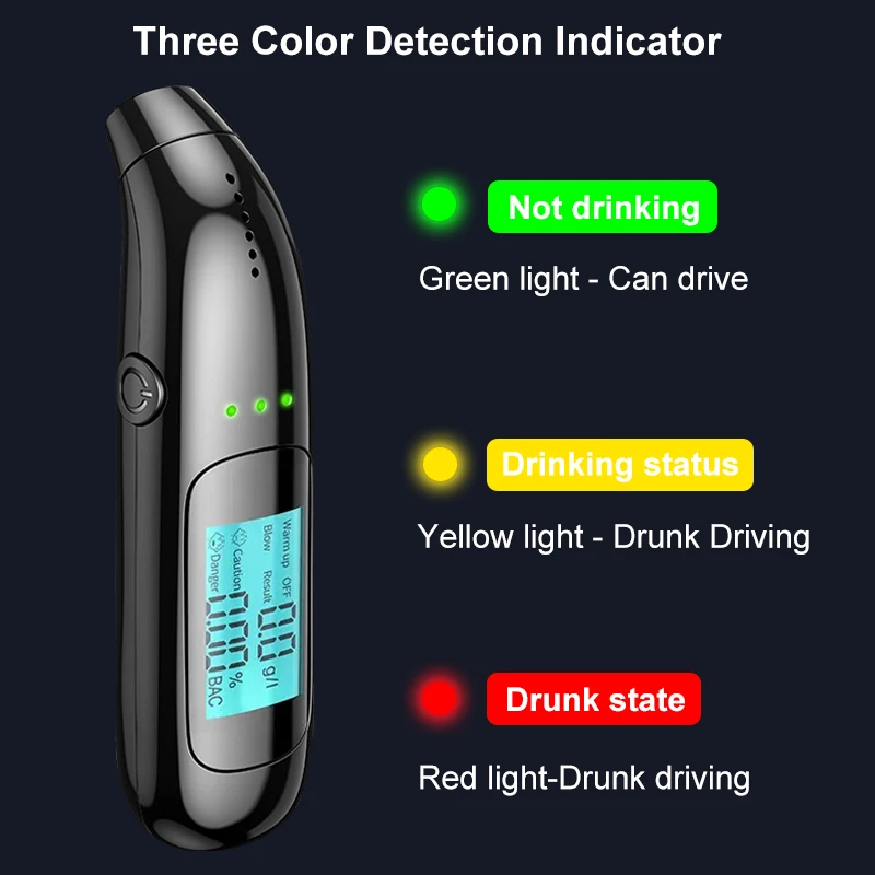 Alcohol tester high precision breathalyzer USB rechargeable non-contact professional car portable