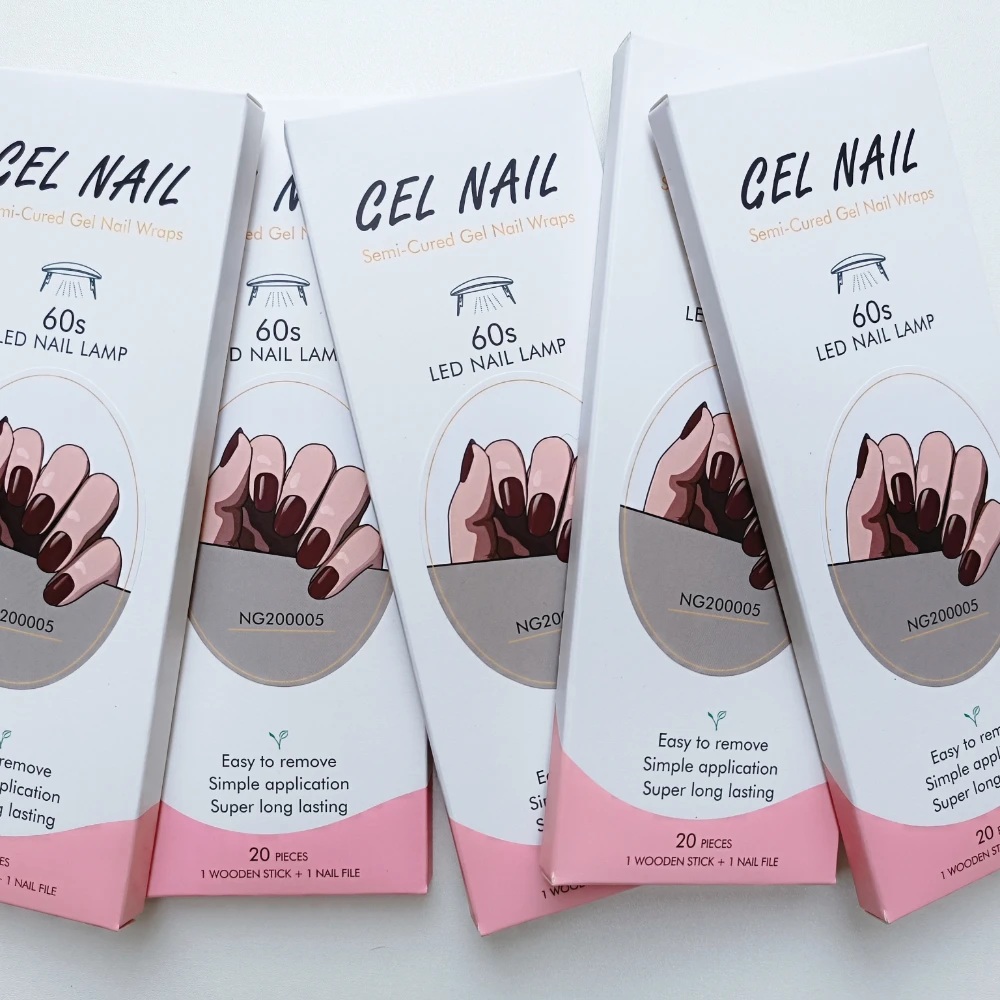 16/20Tips Semi-Cured Nail Wraps Simple Color Adhesive Waterproof Long Lasting Gel Nails Stickers set for UV Lamp Need Manicure nail stickers,nail art tools