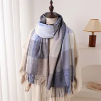 Luxury Rainbow Color Plaid Designer Winter Scarf Women Cashmere Shawl Outdoor Blanket Neckerchief Wrap Pashmina Tassel Warm Lady - Image 5