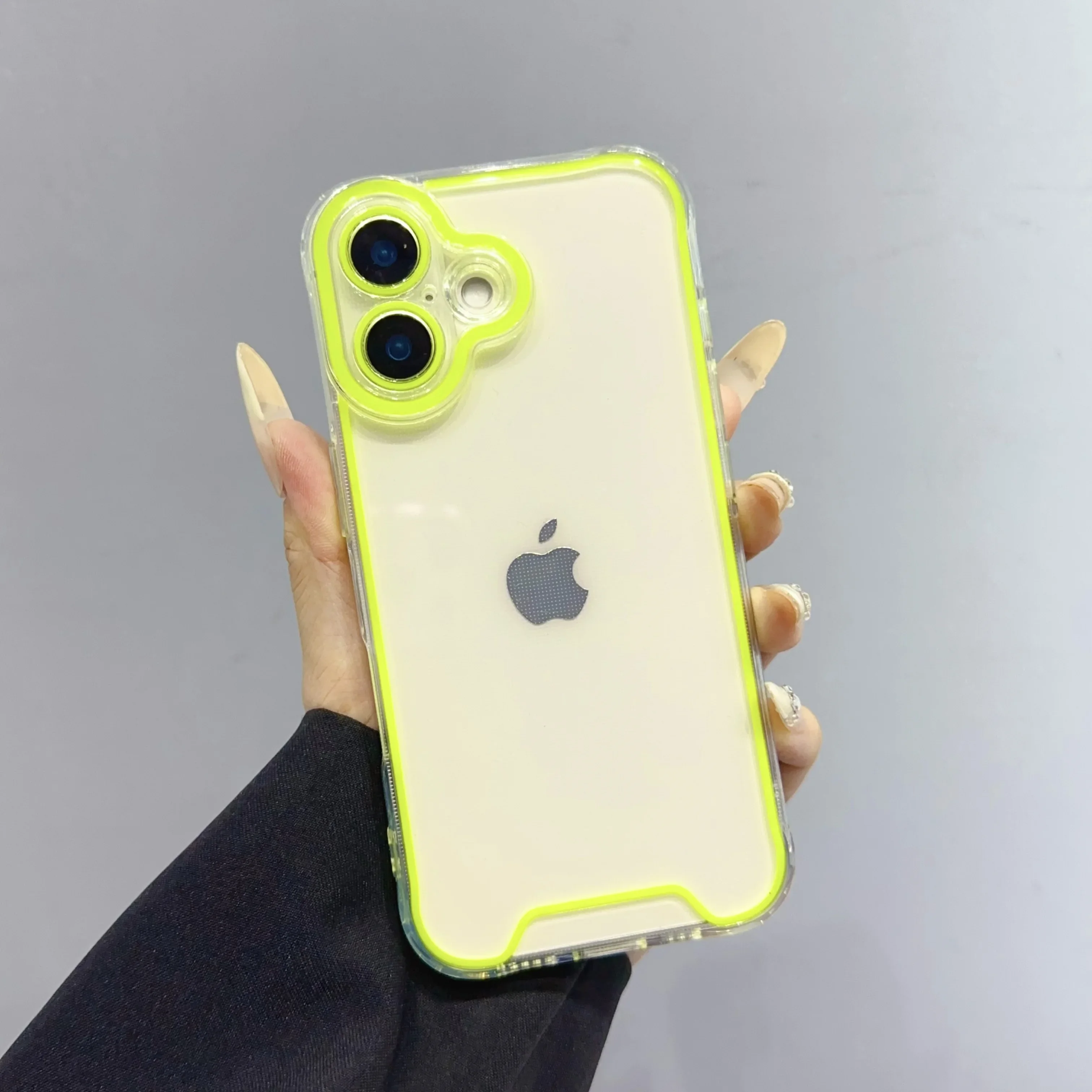 Luxury Luminous Night Light Transparent Case with Fluorescent Frame and Soft TPU Bumper Cover