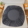 100% Cotton Fitted Bed Sheet Solid Color Mattress Cover with Elastic Band Non-Slip Adjustable Bedsheet for Double Queen King Bed 5