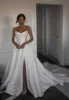 FIDDY898 Strapless Sleeveless Wedding Dresses High Quality Satin Fabric with Buttons Sweetheart Leg Split Bridal Dress C137 5