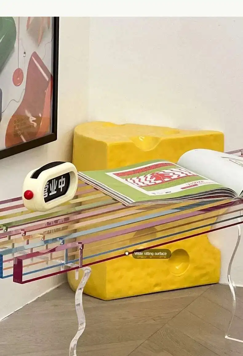 Nordic Acrylic Stools for Bedside Hallway Ottoman Rainbow Transparent Simple Creative Household Footstool for Bedroom