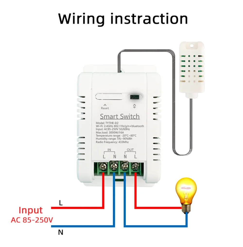 WiFi TH-16 Switch Tuya Wireless Control with Power Consumption Monitoring Temper