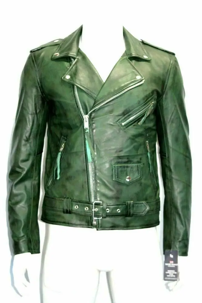 New Men Shirt Collar Leather Jacket Casual Real Leather Motorcycle Coat