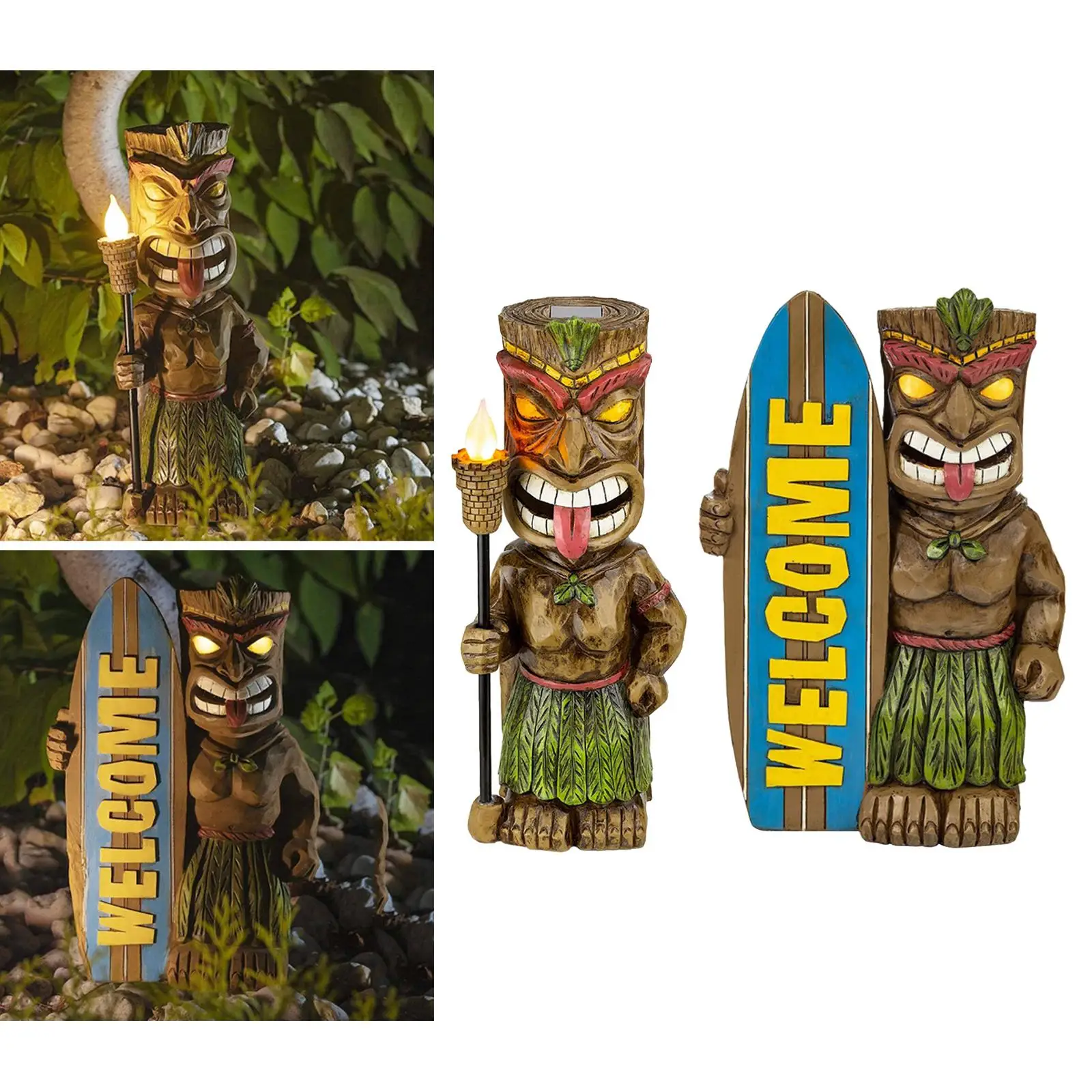 Resin Garden Tiki Shape Statue Ornament Figurine Cabinet Pathway Decoration