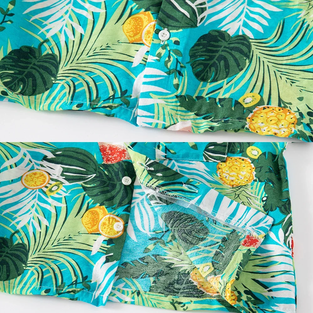 Boys Short Sleeve Shirts Boy Shirt Summer Beach Hawaiian Resort Style Children Floral 2-8Y Lapel