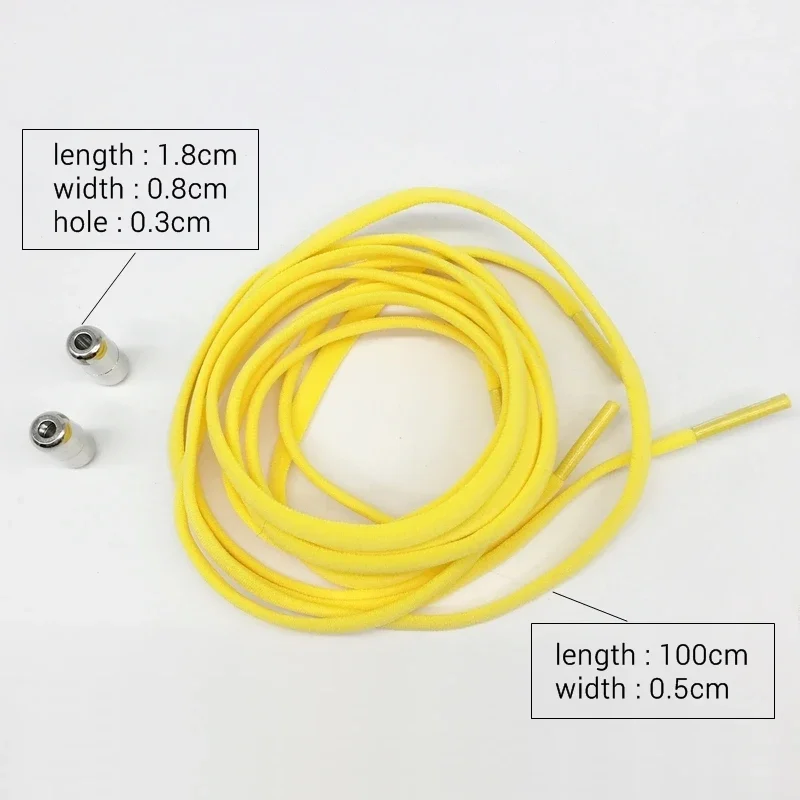 100cm Elastic No Tie Shoelaces Metal Lock Shoe Laces For Kids Adult Sneakers Quick Shoelaces Semicircle Shoestrings