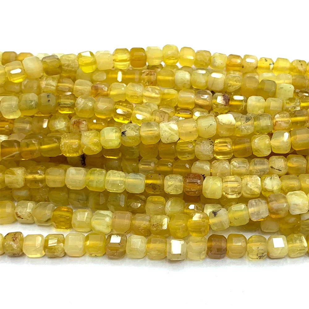 Veemake 천연 노란색 오팔 면처리된 불규칙한 큐브 작은 구슬 보석 제작용 06830
