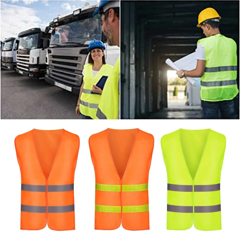 High Visibility Vest Waistcoat Safety with Reflective Strips Construction Vest for Men Women Universal Size