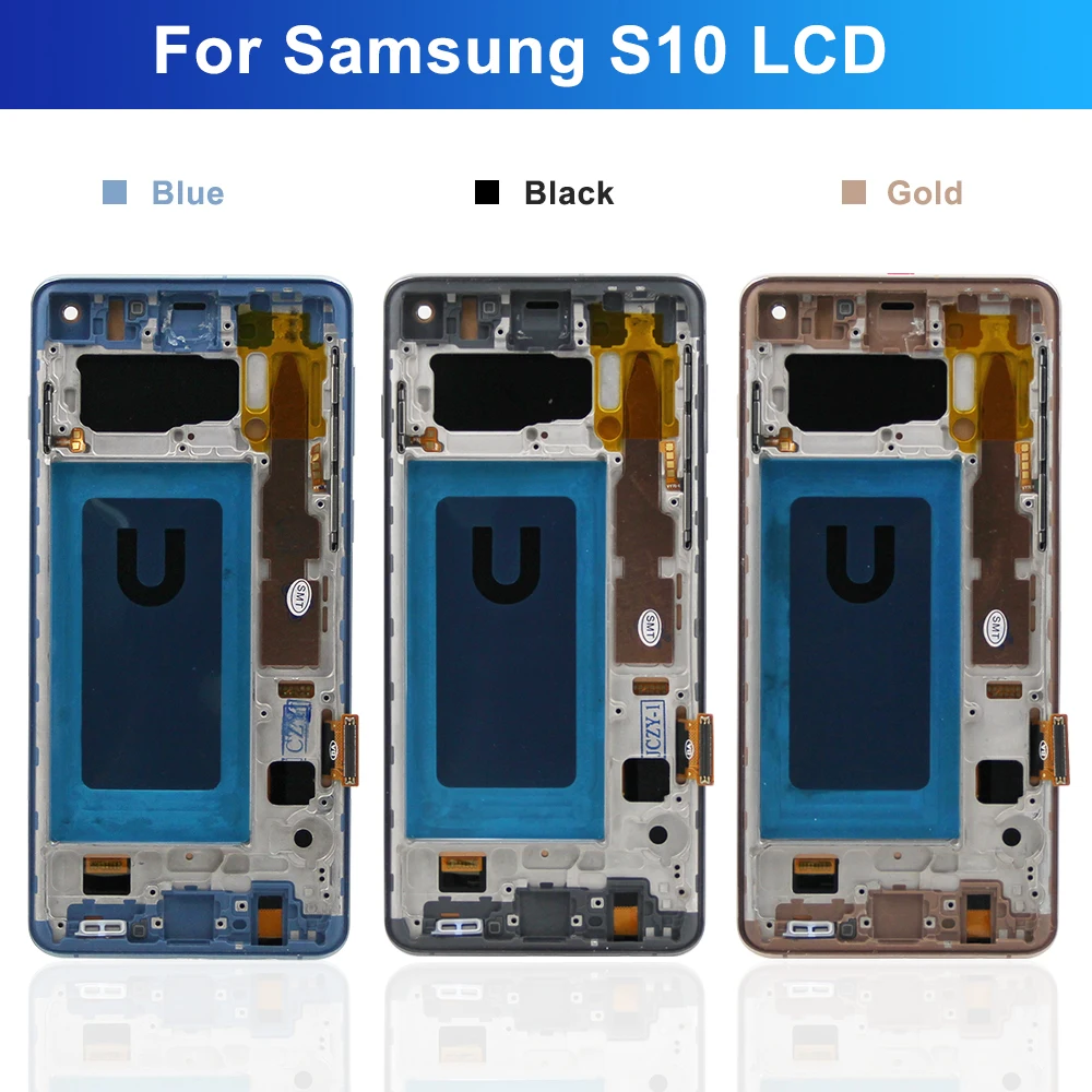 With Frame for Samsung Galaxy S10 Plus S10+ G975 G975F Lcd Display Digital Touch Screen for Samsung Galaxy S10 G973F Assembly