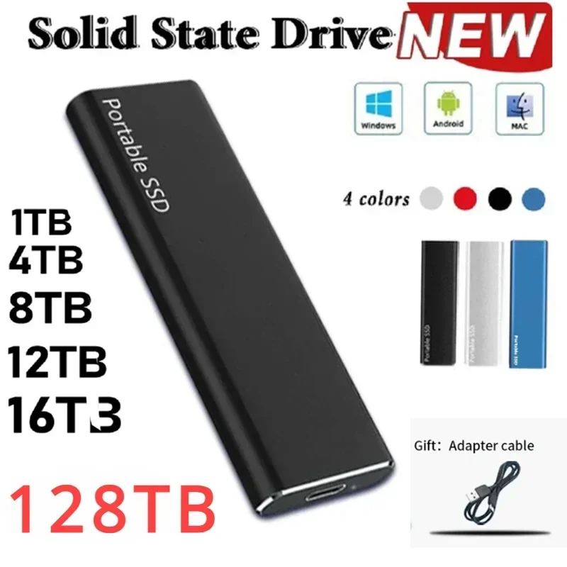 External Hard Drive 2TB and 1TB SSD USB3.1 Type-C for Laptop/Mac