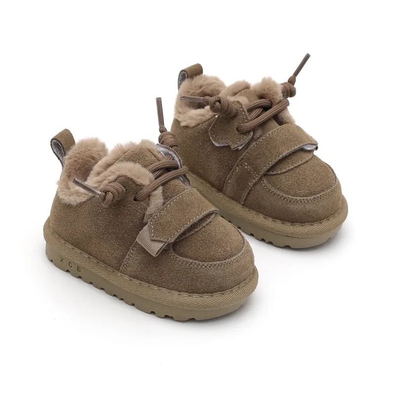 Winter Baby Snow Boots Leather Warm Plush Boys Girls Soft Sole
