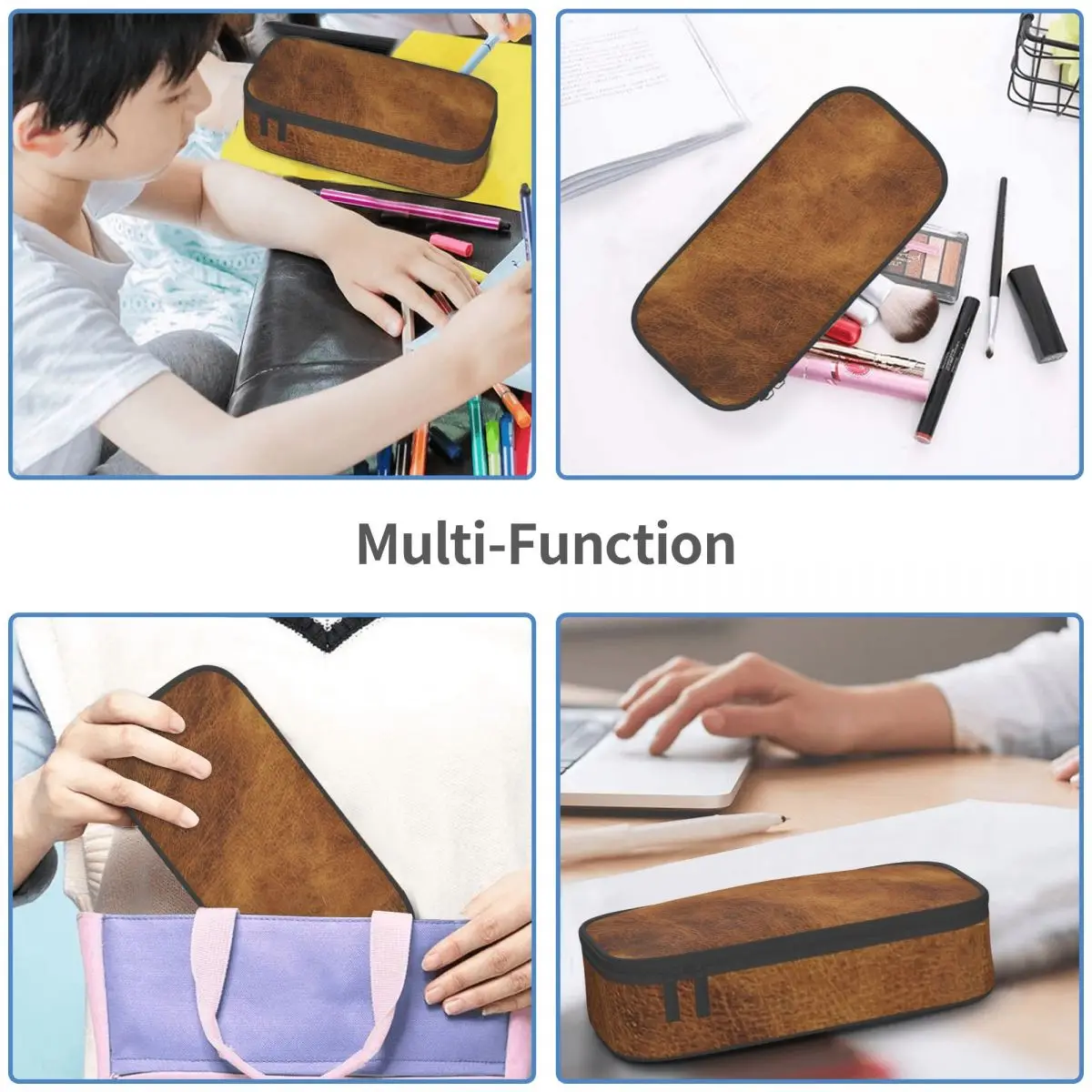 Leather Pencil Cases Big Capacity Pen Bags Pen Box Pencil Pouch For Boys Girls Students Stationery School Office