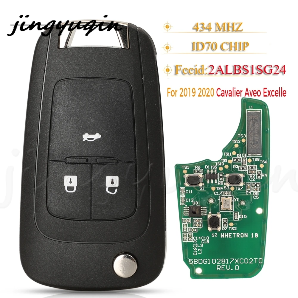 

jingyuqin Original Smart Car key 434MHZ ID70 Chip 2ALBS1SG24 For Chevrolet Aveo Cavalier Fit Buick Excelle 2015-2021 Opel