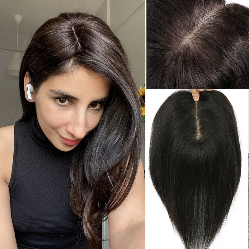 

Super Long Breathable For Summer European Virgin Hair Toupee Silk Base Topper Wig Human Hair Double Drawn Hair Silk top