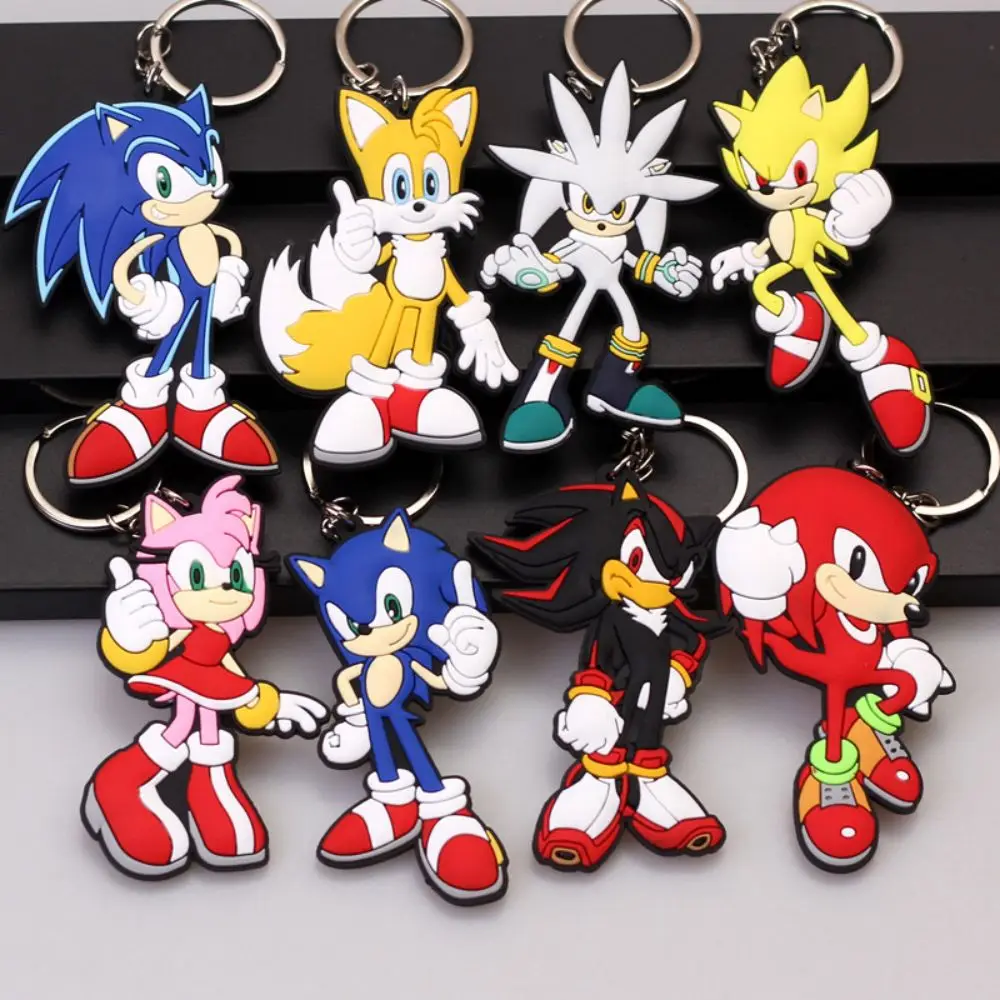

Sonic Pvc Keychain Anime Key Chain Women Key Holder Couples Keyring Funny Key Ring Pendant Zinc Alloy Porte Clef Accesorios Gift