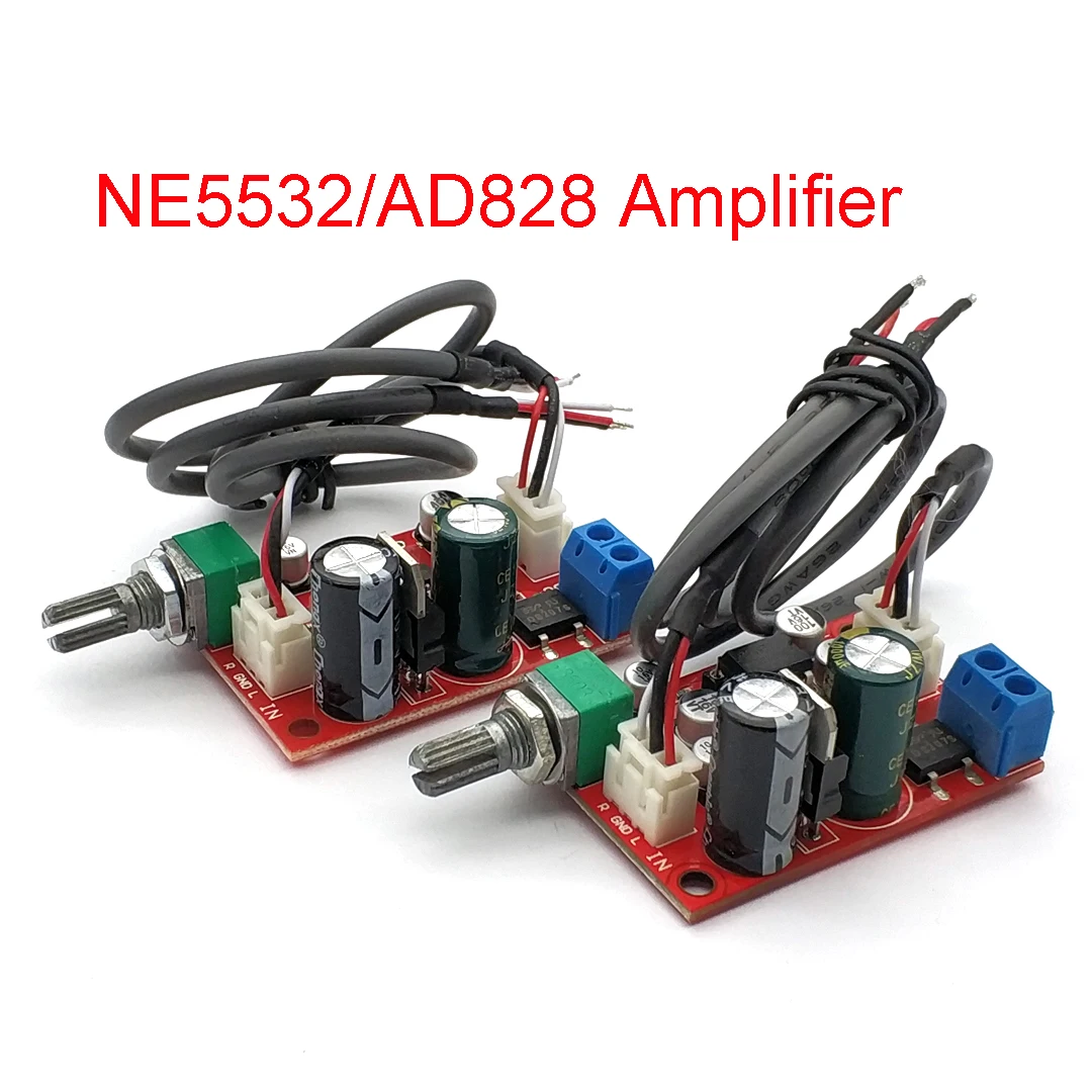 NE5532/AD828 Op Amp Preamplifier Board Single Power Supply with Volume