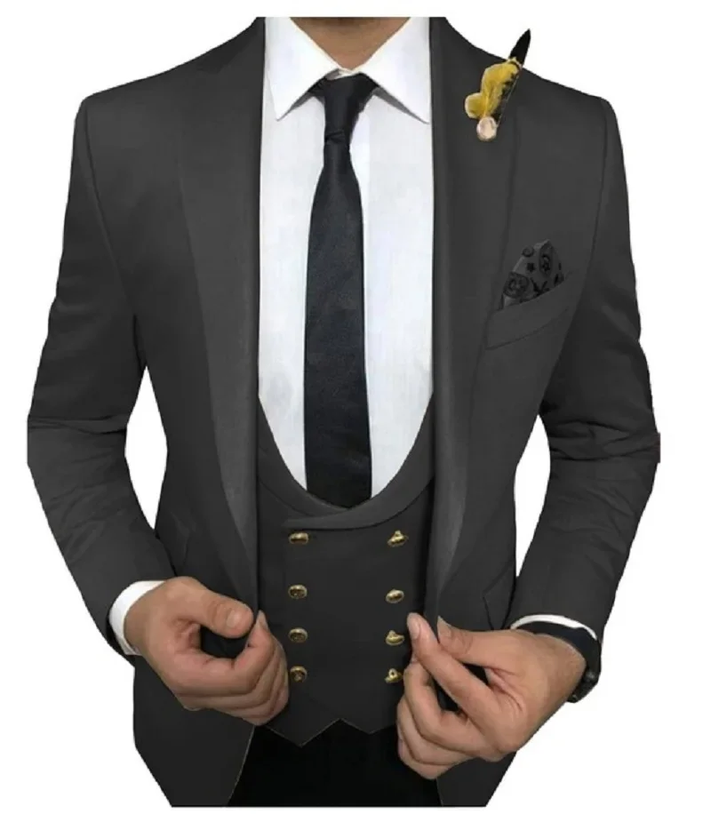 Classic Colorful Men Suits 3 Pieces Slim Fit Business Suit Groom Tuxedos For Formal Wedding Suit(Jacket+Pants+Vest)