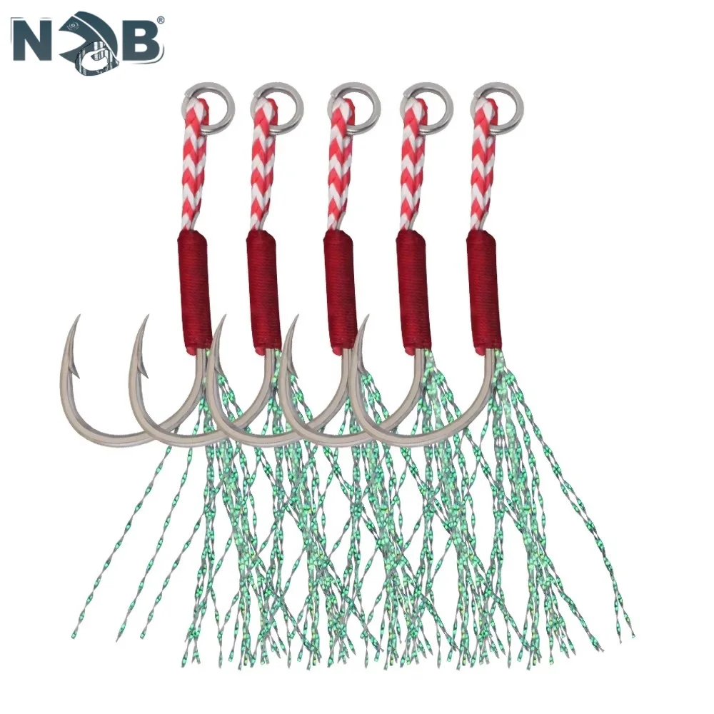 NGB 1/2 stücke High Carbon Stahl Unterstützen Haken Mit Linie Salzwasser Stacheldraht Einzigen Doppel Jigging Meer Angelhaken angelgerät