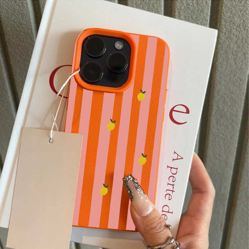 Vibrant Pink Striped Lemon Pattern Silicone Phone Case