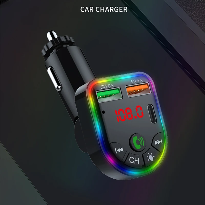 FM Transmitter Bluetooth Audio Adapter Car MP3 Player Bluetooth Music Player Car Bluetooth Adapter Type-C Dual USB Car Charger MP3 Music Player 5.3 FM Transmitter Handsfree Calling Audio Adapter