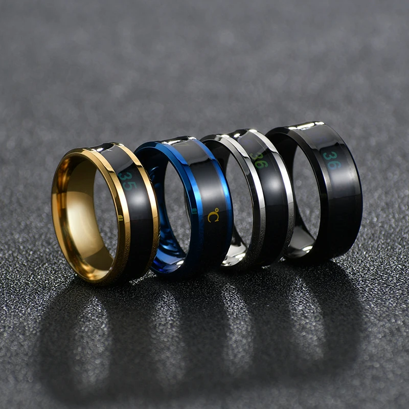 Anello per la temperatura corporea con sensore intelligente UTAG Display alla moda in acciaio inossidabile Anello per test della temperatura in tempo reale - immagine 3