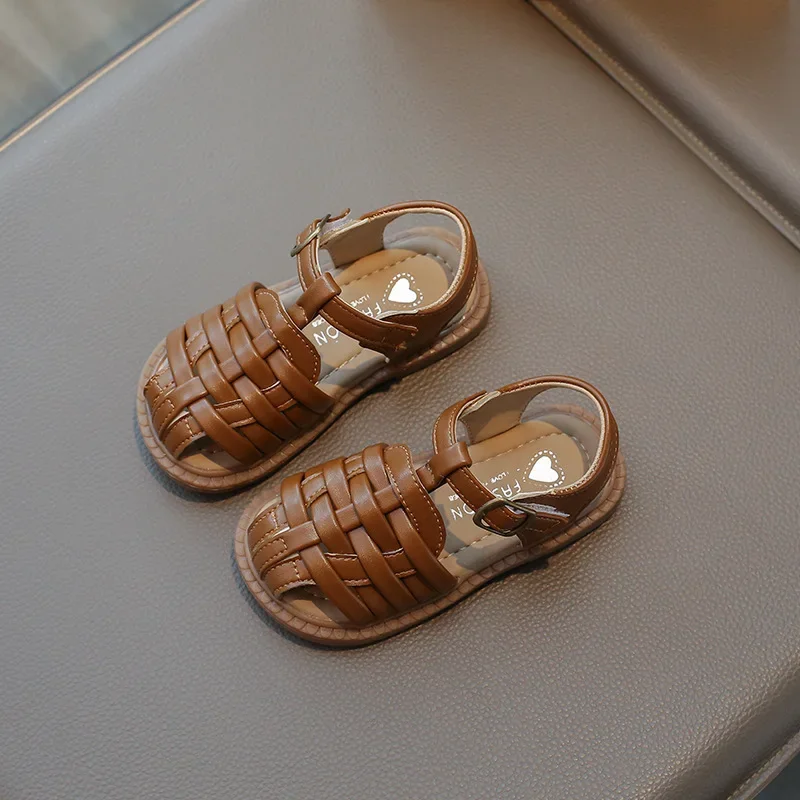 Baby Girl Sandals Summer Sandals for Boy Fashion Children Cut-Outs Beach Shoes Braided Style Kids Causal Walking Flat Sandals