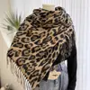 Vintage Leopard Tassels Shawl Imitation Cashmere Thickened Winter Warm Scarf Windproof Foulard Pashmina Hijabs for Women Man 3