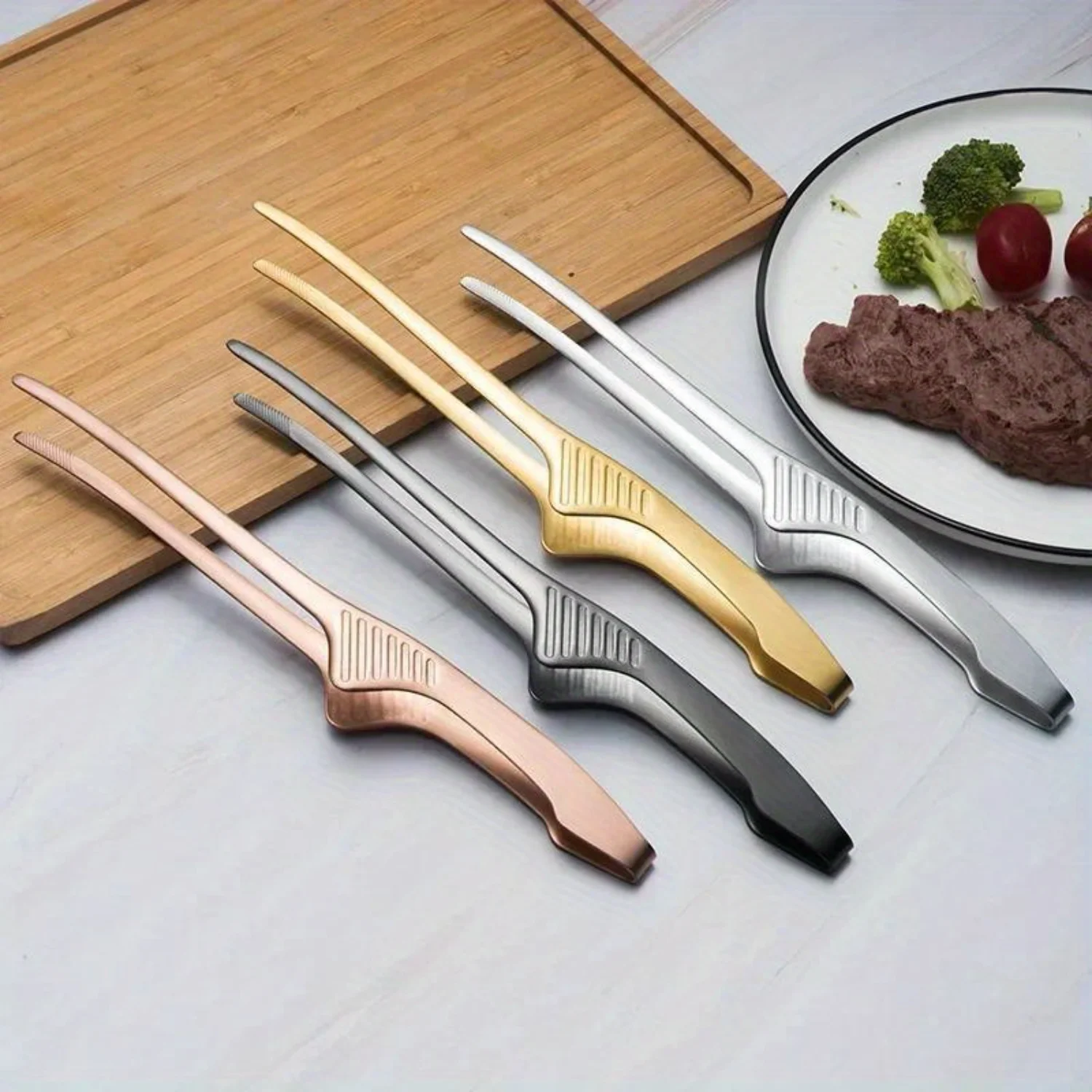 2pcs, Stainless Steel Long Tongs For Barbecue, Non-slip Straight Tongs, BBQ Tongs, Cooking Non Slip Grill Pliers, Barbecu