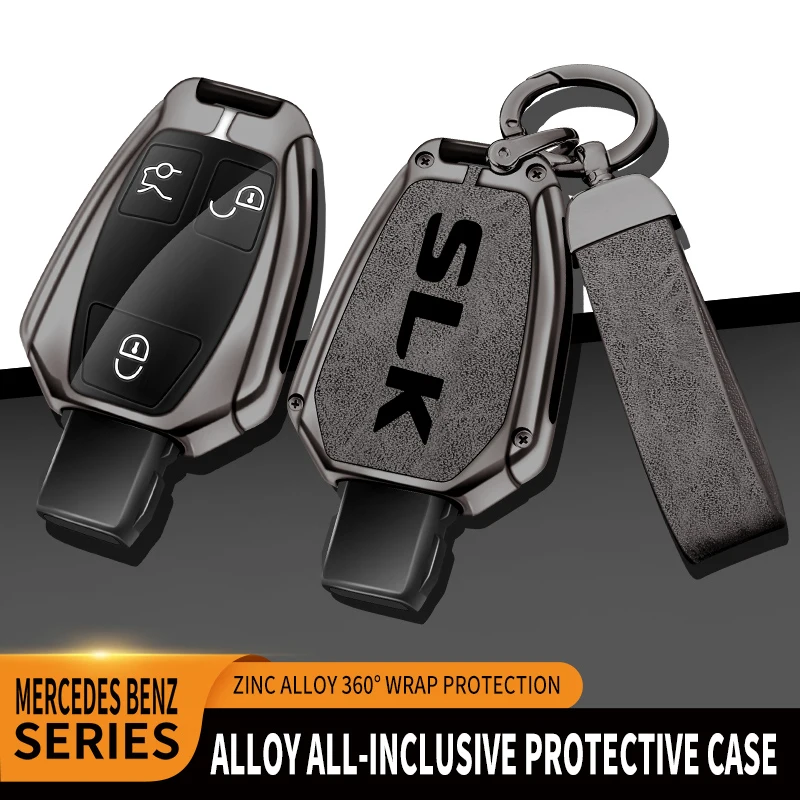 

Car TPU Zinc Alloy Key Case Bag For Mercedes Benz SLK Logo Car Key Chain Metal Key Shell Auto Interior Decoration Accessories