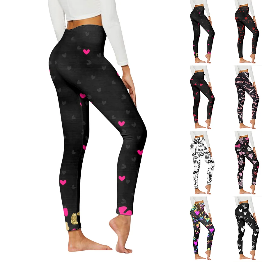 

Women's Basic Intensive Love Printed Yoga Pants Elastic Yoga Leggings Gym Jogging Fitness Clothes Quick Dry Slim Pants XS-8XL