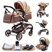 3 en 1 bébé poussette multi-fonctionnelle haute paysage chariot peut s'asseoir inclinable lumière pliant poussettes bébé poussette landau 5