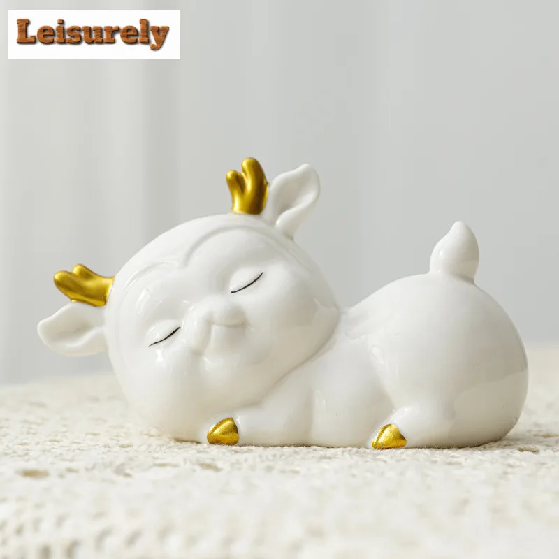 Gold Drawing Cute Deer Treasure Tea Pet Boutique Tea Sculpture Tea Figurine Play Toys Tea Statue Ornaments Can Be Raised Cha