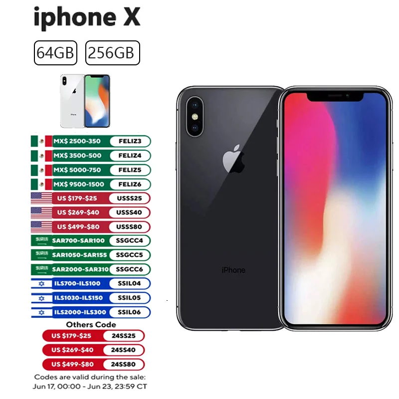 Original-Unlocking-Apple-iPhone-X-4G-Phone-3GB-ROM-64GB-256GB-ROM-5-8 ...