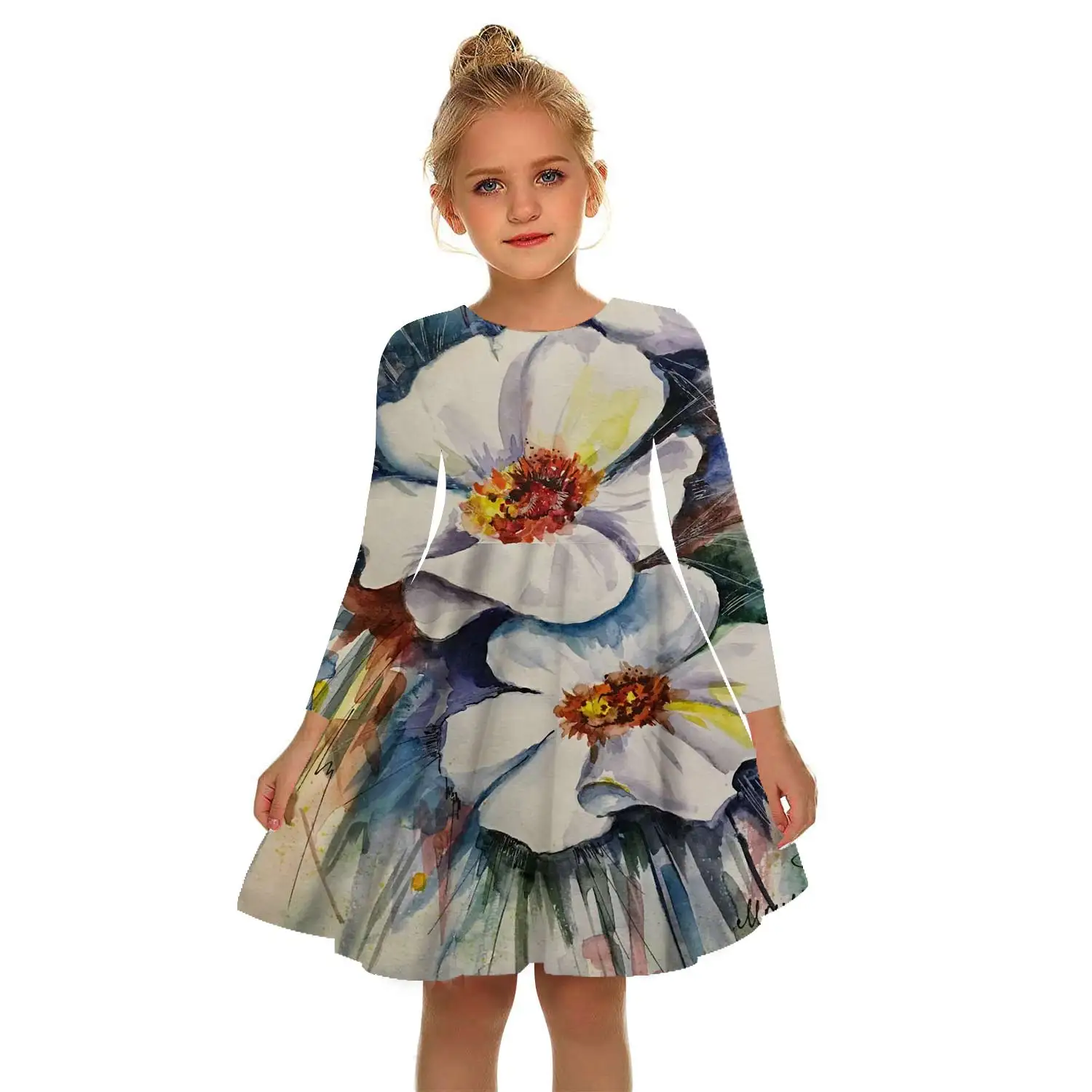 cheap baby dresses New Collection in Summer 2022, Girls' 2-18-year-old Holiday Dress, 3D Printing, Leisure, Long Style, Fashion, Suitable for Daily newborn baby girl skirt